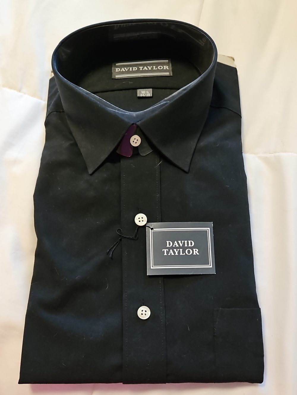 David Taylor Black Men's Dress Shirt with Classic Collar